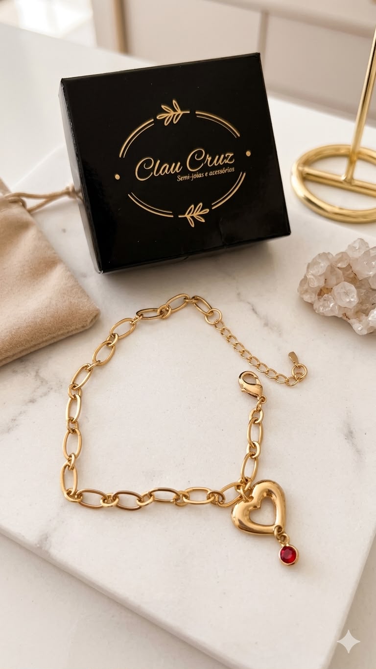 Pulseira com Pingente Coração